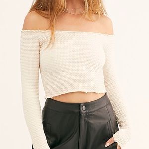 Free People Textured Off the Shoulder Crop Top